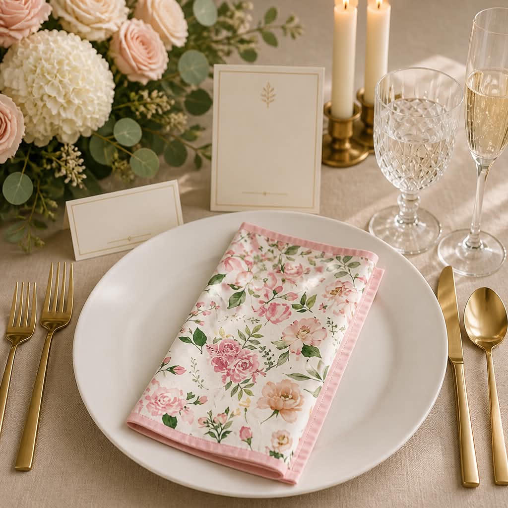 Stofserviet Hellé Rose 40x40 cm – Lyserøde Roser