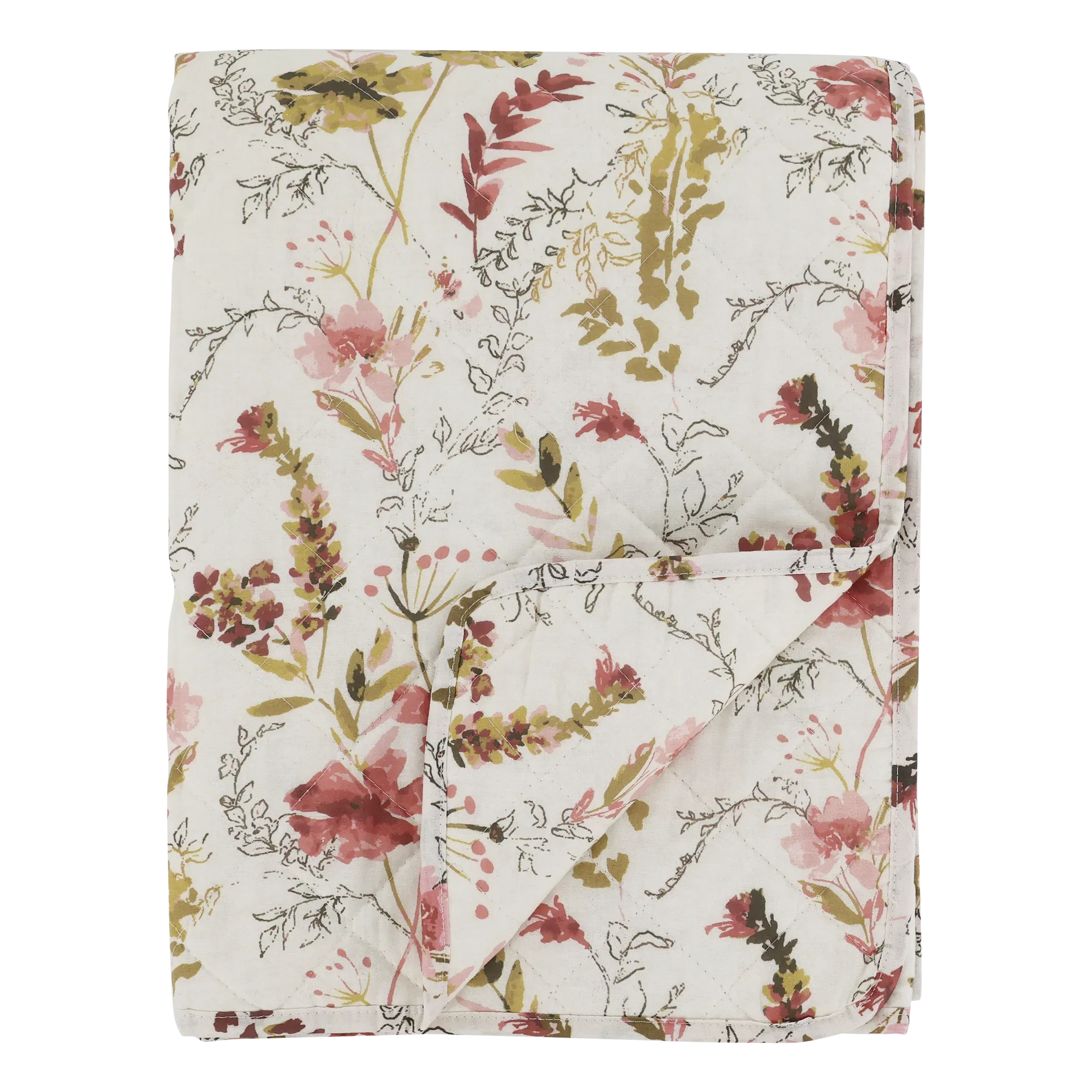 Chic Antique Aix Quilt m. vilde blomster - L180/B130 cm creme - Servietringen