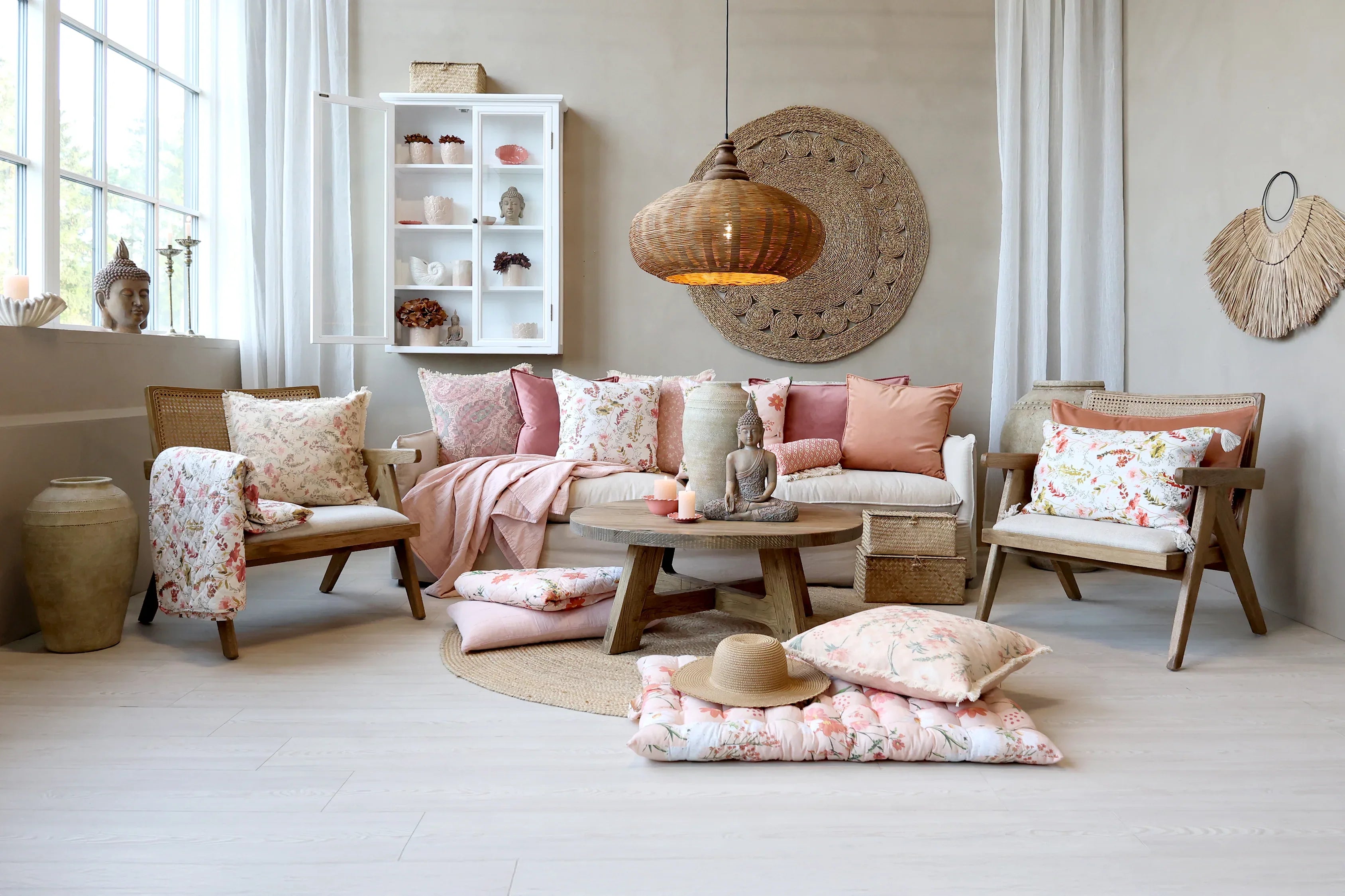 Chic Antique Aix Quilt m. vilde blomster - L180/B130 cm creme - Servietringen