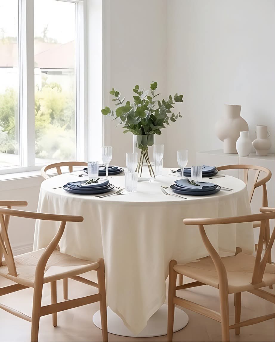 Rund dug Ø200 cm – Ivory / Elfenbensfarvet