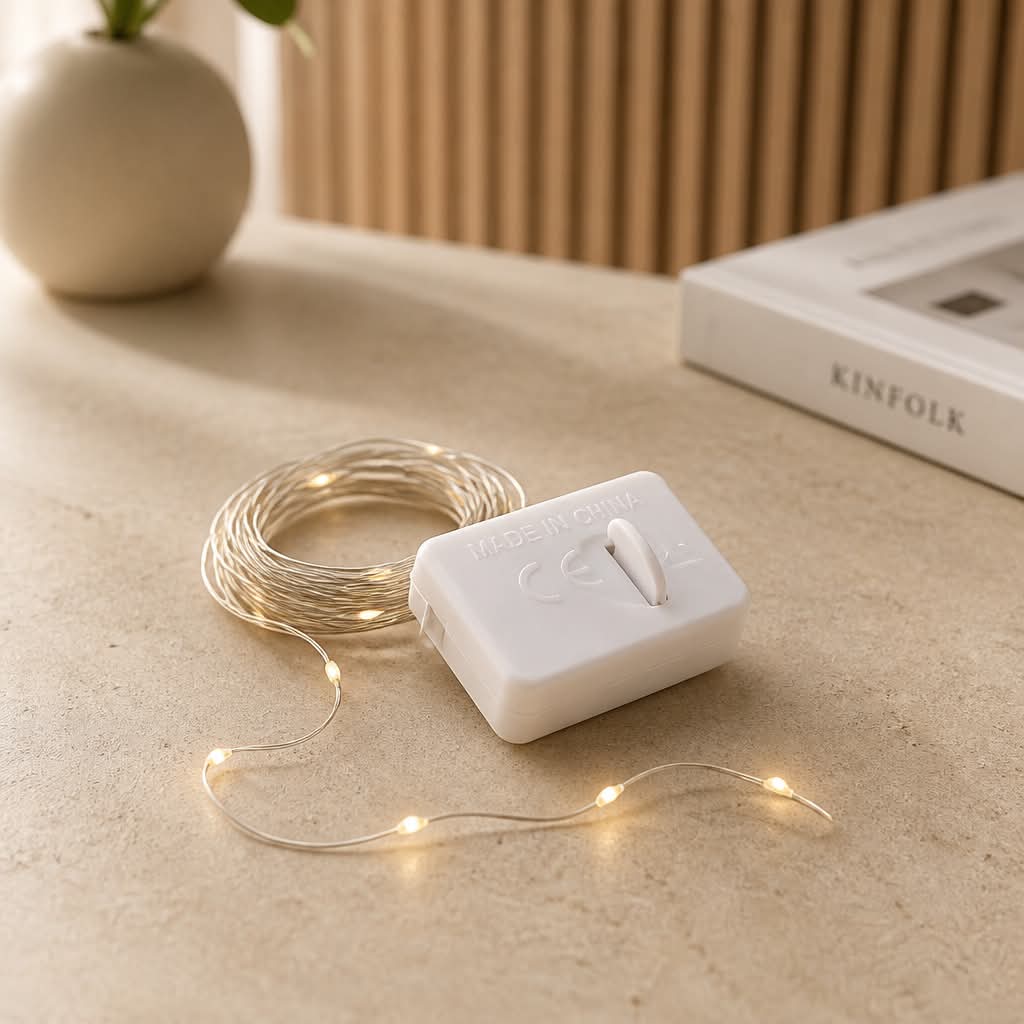LED-lyskæde 2 m med 20 LED-lys – Batteridrevet | Varm hvid