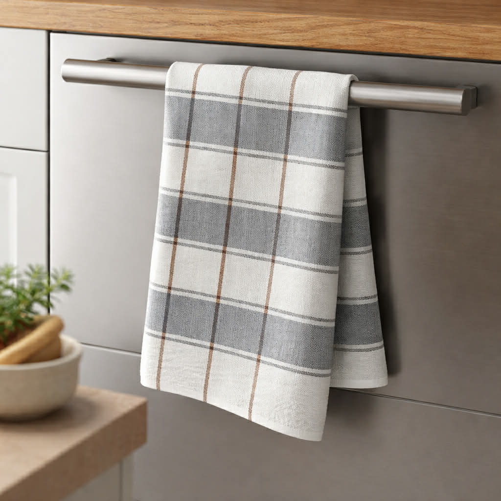 Støvgrå bomuldsviskestykke fra Servietringen, 70x50 cm, på tilbud med 5 betaler for 4, i ren bomuld.