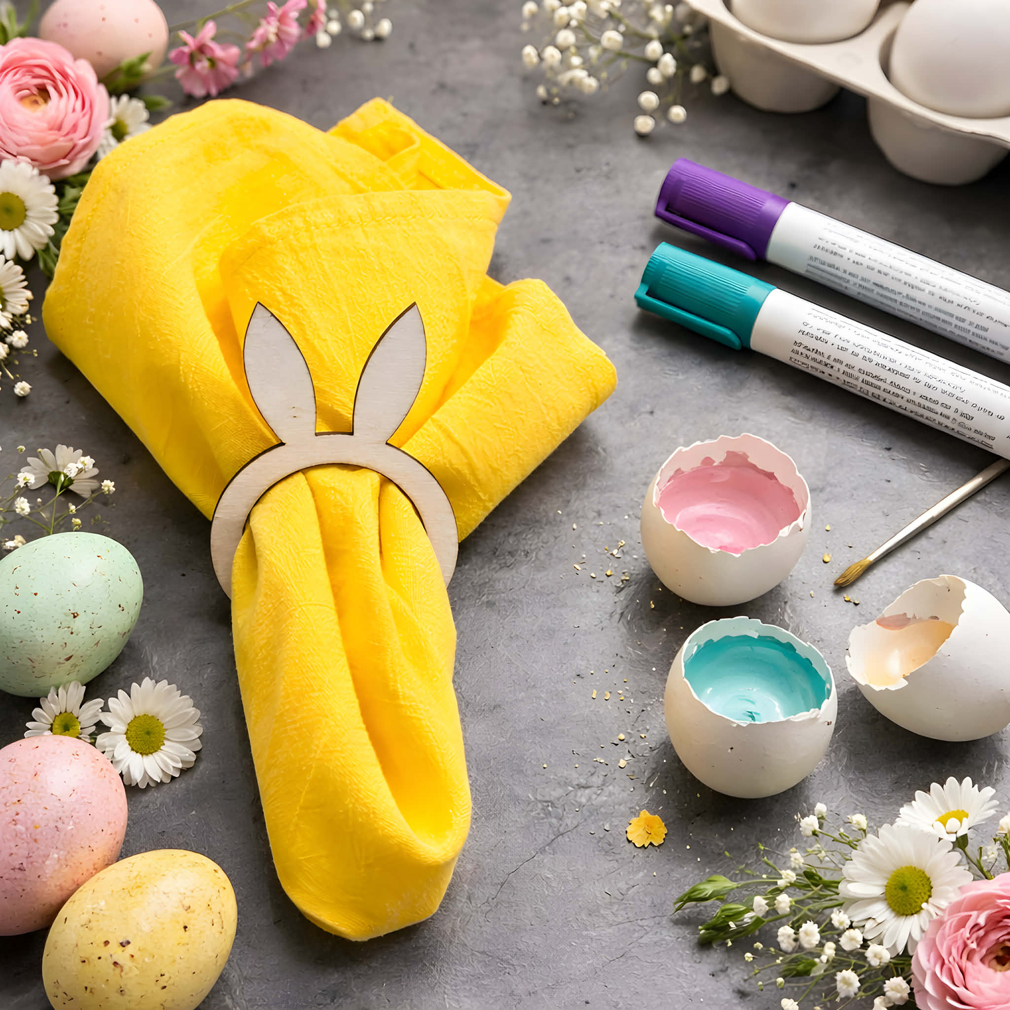 Klassisk Gul Stofserviet i Bomuld og Hør 40x40 cm – Moderne og sommerfrisk - Servietringen