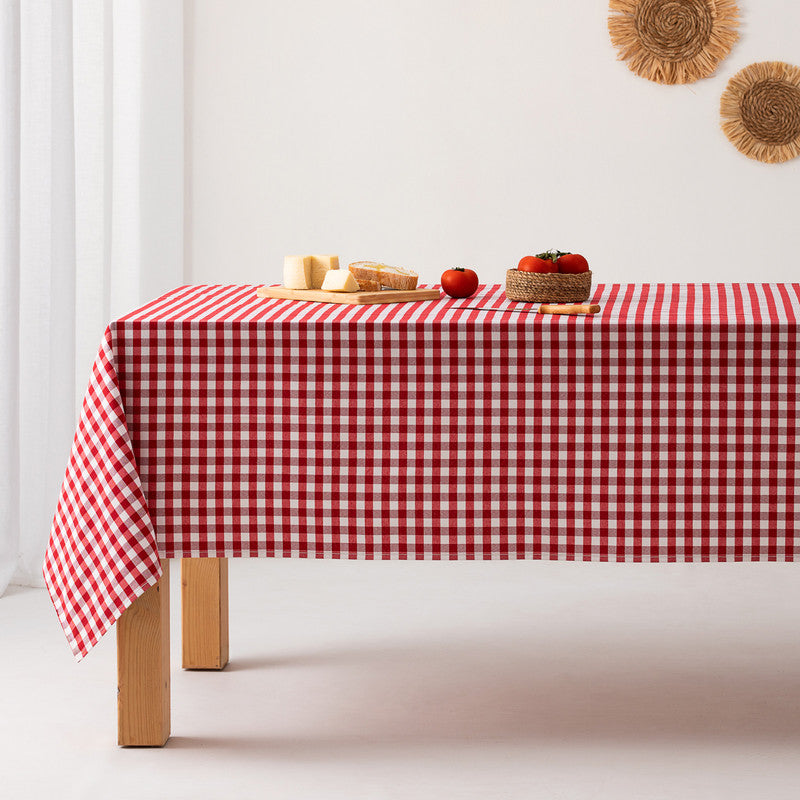 Antipletdug med stoflignende fornemmelse Vichy-tern Bomuld - Rød - Servietringen