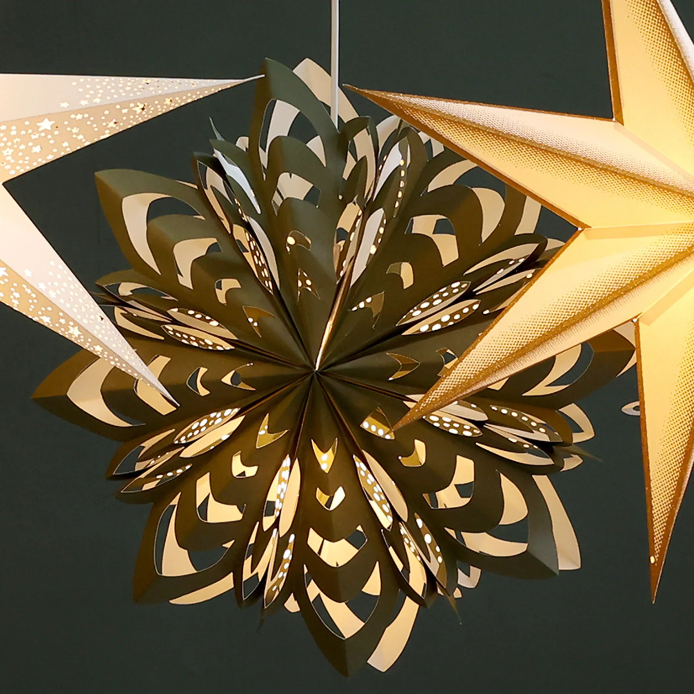 Chic Antique - Papirstjerne ekskl. ledning - Ø45 cm oliven - Servietringen