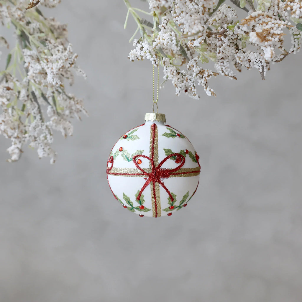 Chic Antique - Julekugle m. sløjfe Ø8 - Servietringen