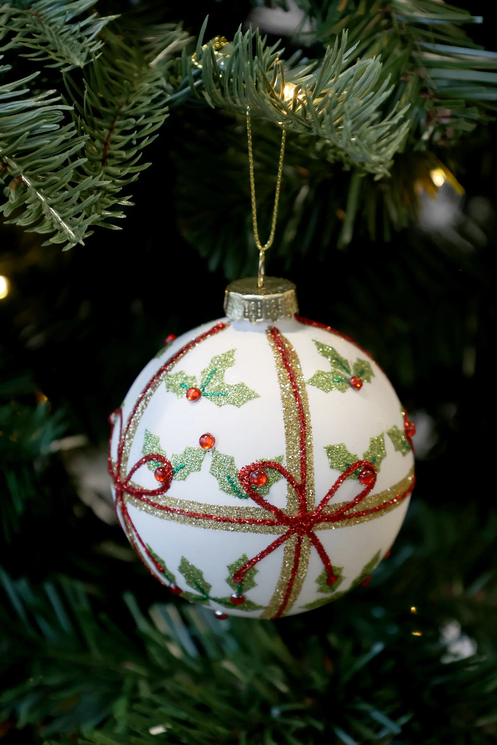 Chic Antique - Julekugle m. sløjfe Ø8 - Servietringen