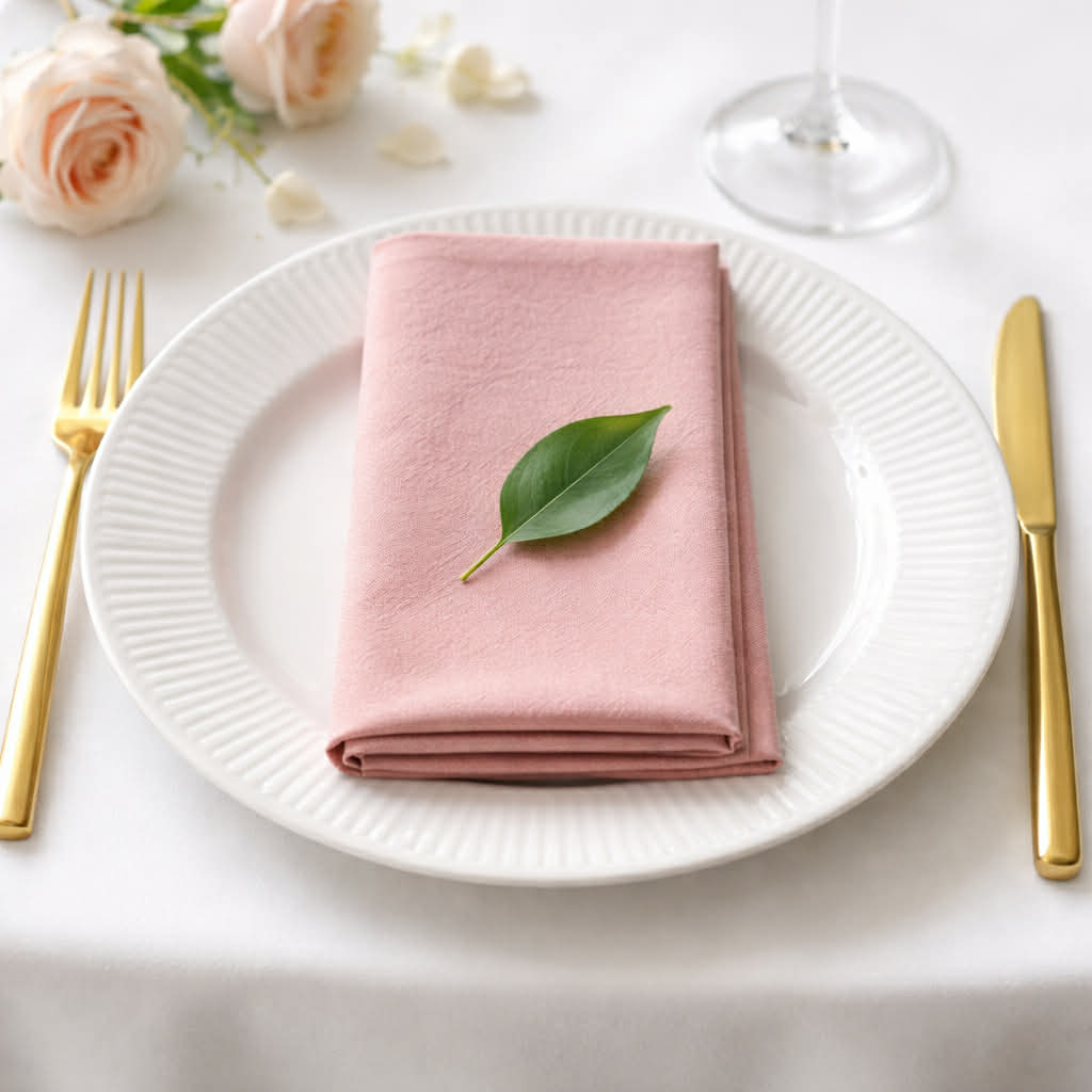 Klassisk Gammel Rosa Stofserviet i Bomuld og Hør 40x40 cm – Blød og Eksklusiv - Servietringen