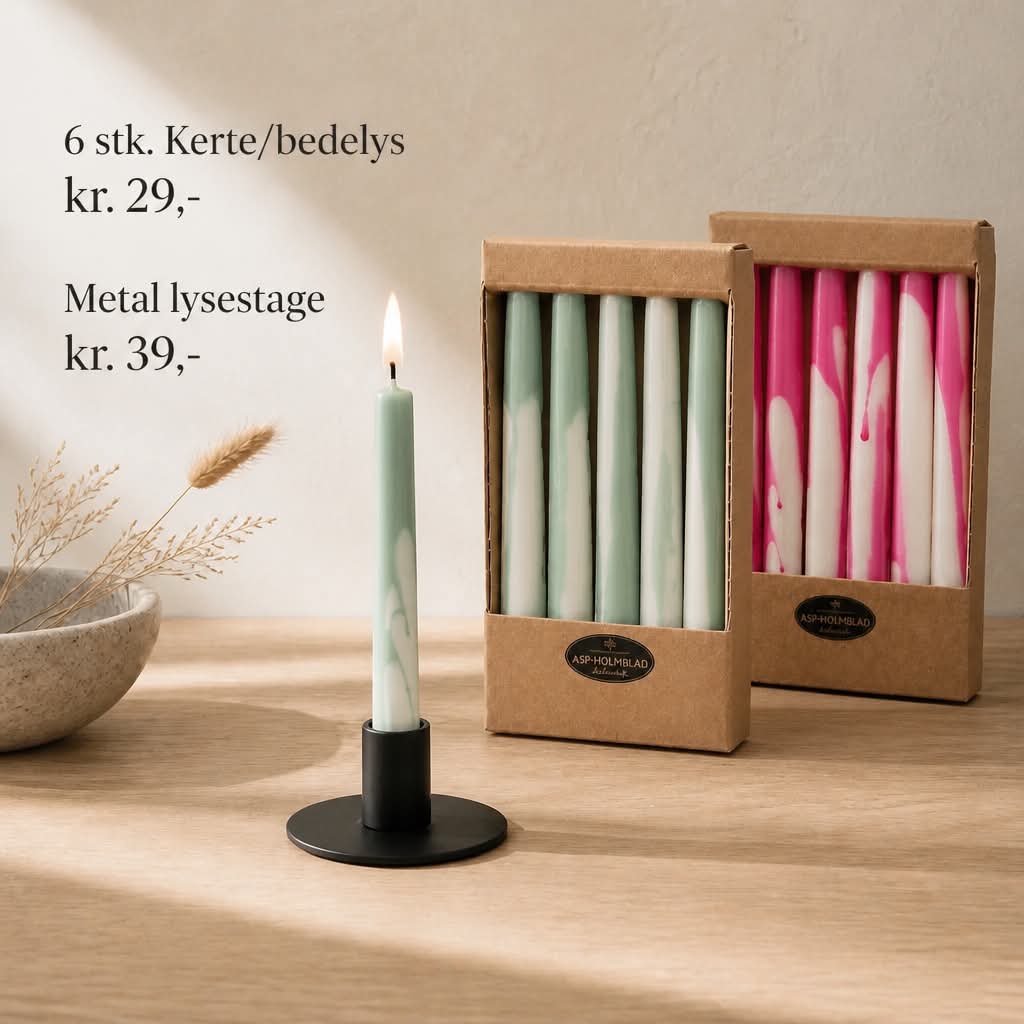 Kertelys Sage & Hvid – 6 stk