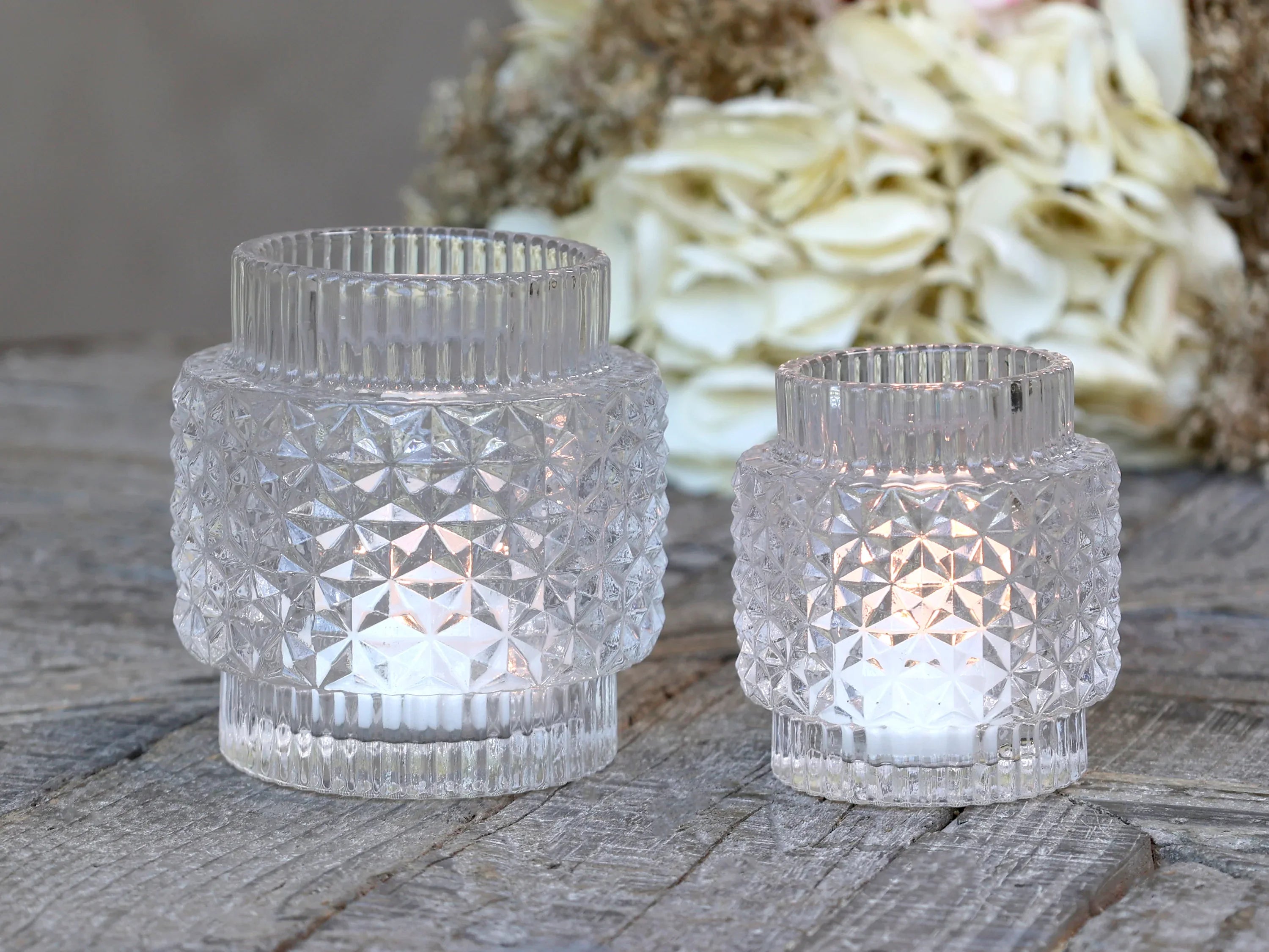 Chic Antique Fyrfadsstage m. mønster - H8/Ø7 cm klar - Servietringen