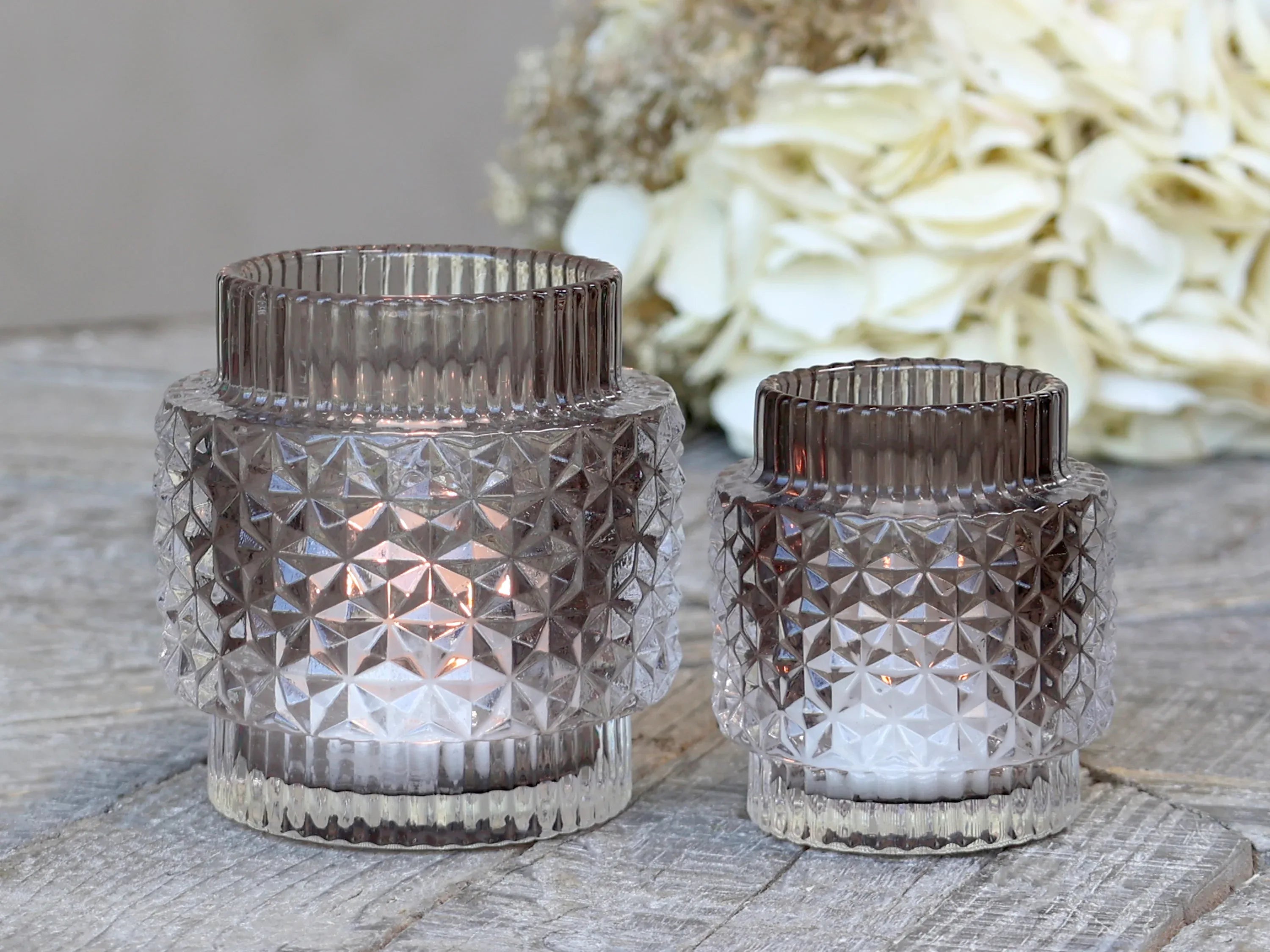 Chic Antique Fyrfadsstage m. mønster - H8/Ø7 cm mocca - Servietringen