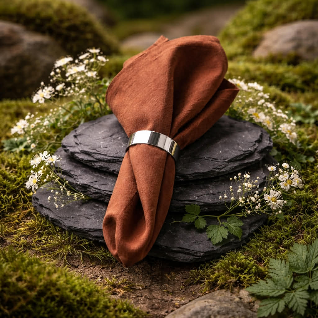 Klassisk Brun Stofserviet i Bomuld og Hør 40x40 cm – karamelfarvet