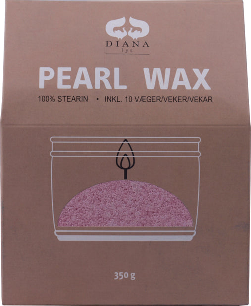 Diana Lys Lyssand Pearl Wax Rosa, 350 g ren stearin med 10 væger, blød rosa stearinlys til dekorativ belysning