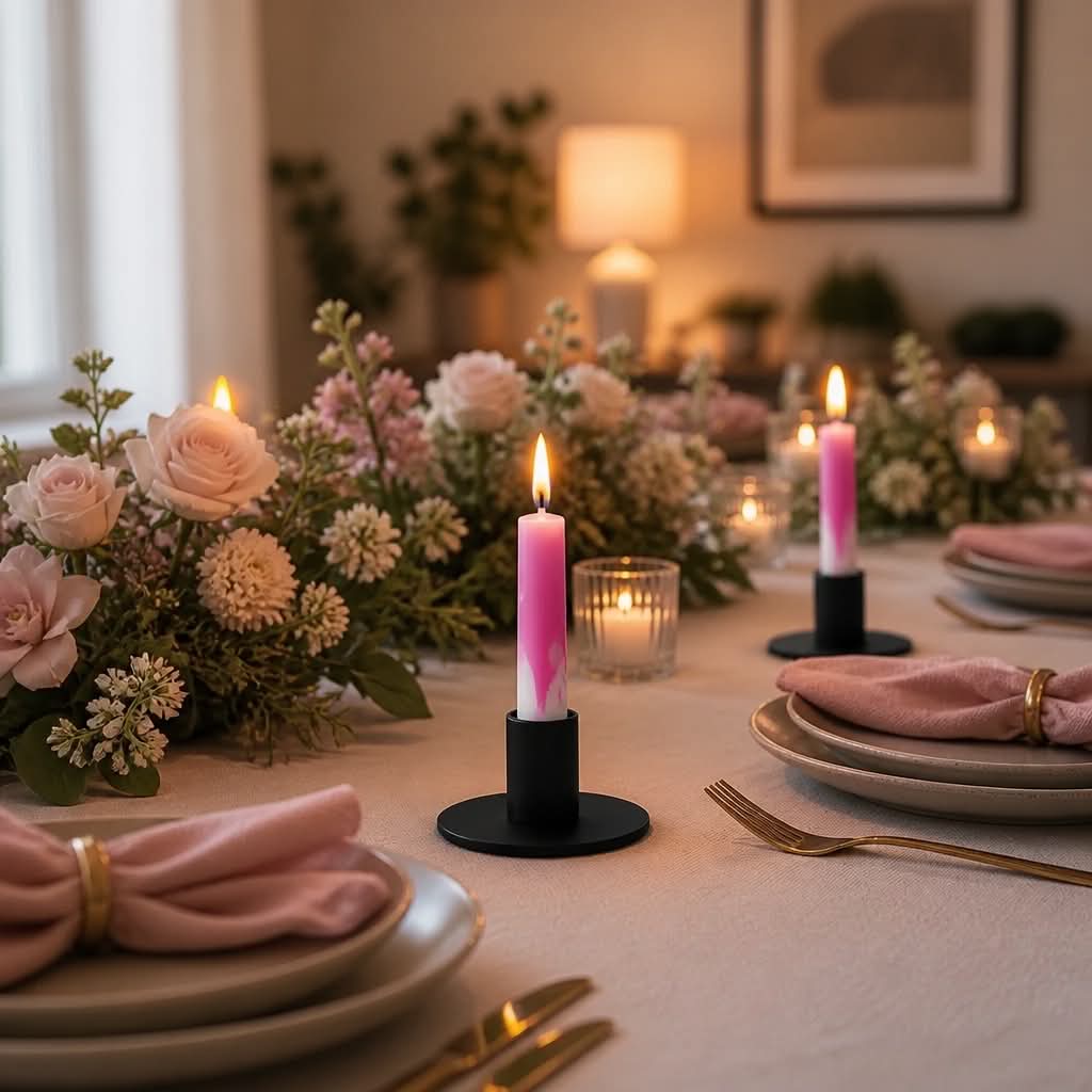 Kertelys Pink & Hvid – 6 stk