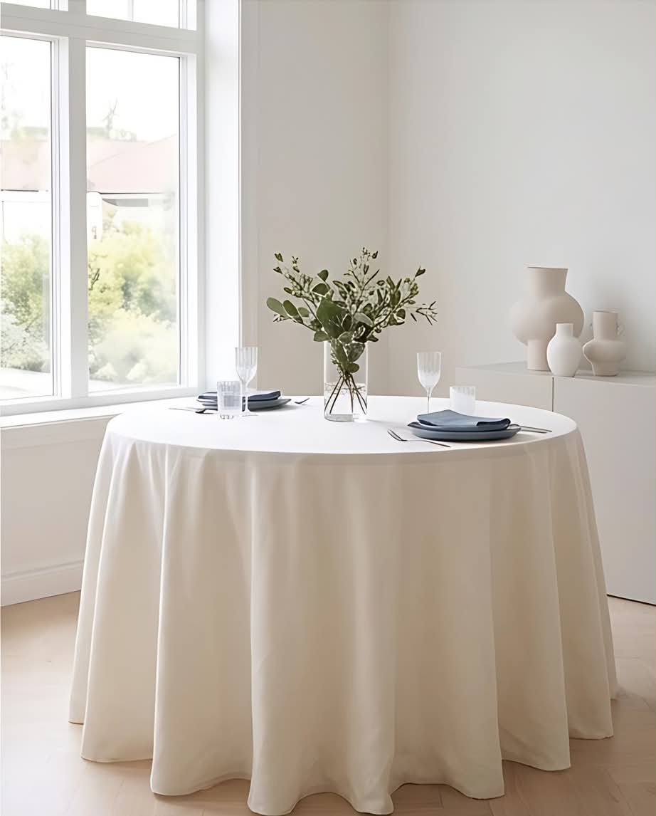 Rund dug Ø200 cm – Ivory / Elfenbensfarvet