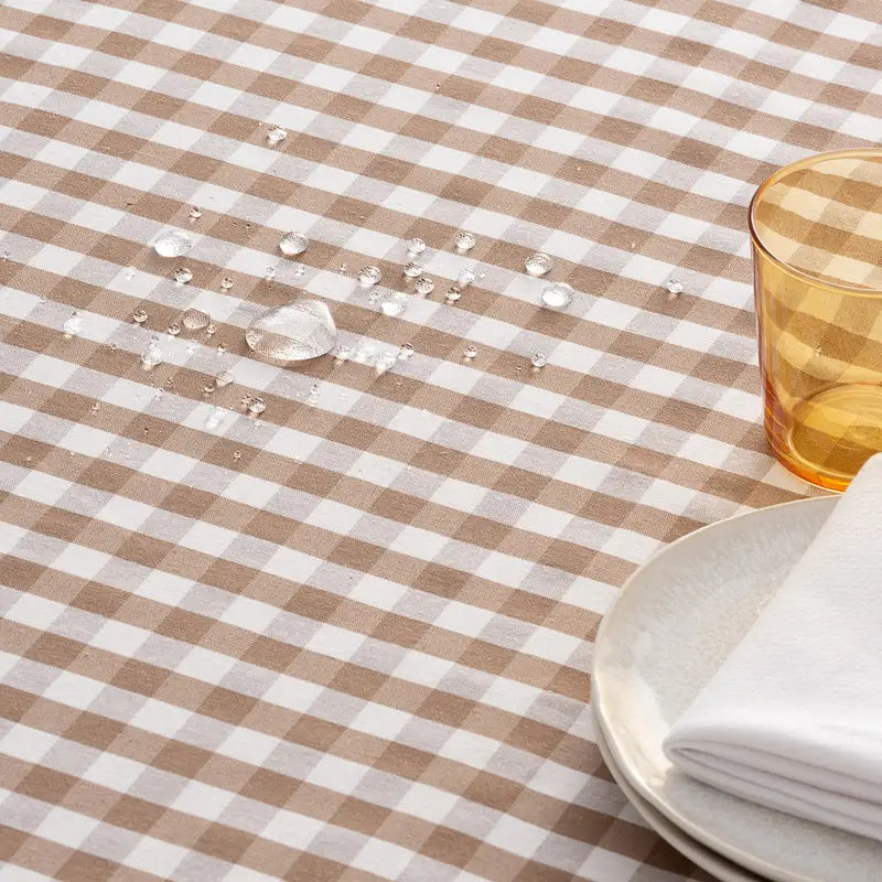 Antipletdug med stoflignende fornemmelse Vichy-tern Bomuld - Sand - Servietringen