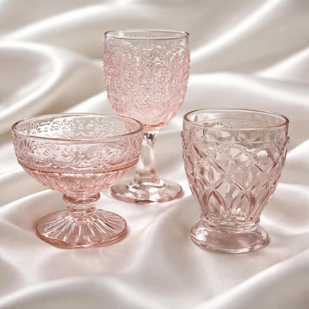 Candybar-sæt med 6 krukker m. låg - Rosa (LYS) nuancer