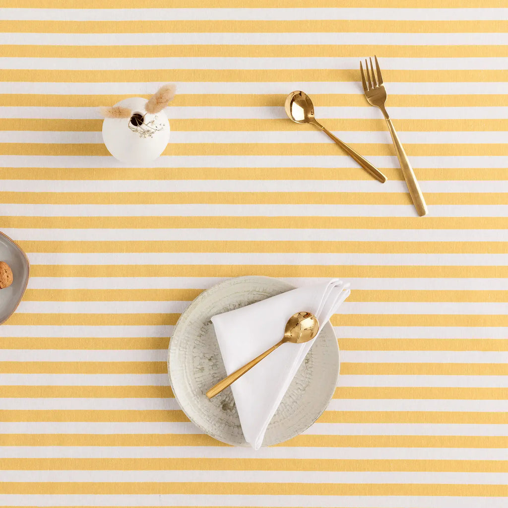 Antiplet dug Alma - bomuld med stoflignende følelse, striber - Gul - Servietringen
