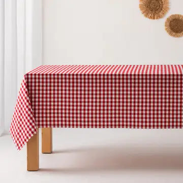 Antipletdug med stoflignende fornemmelse Vichy-tern Bomuld - Rød - Servietringen