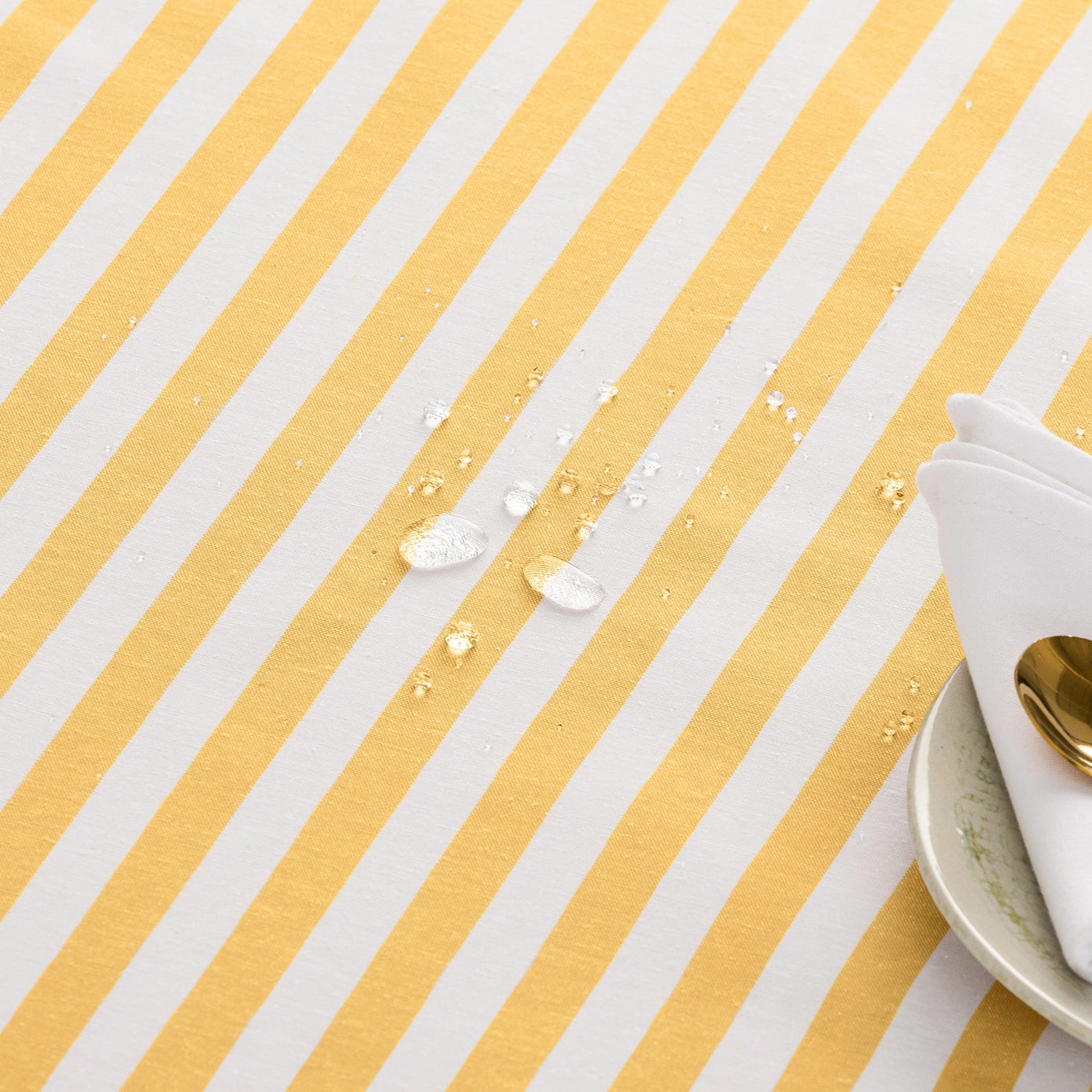 Antiplet dug Alma - bomuld med stoflignende følelse, striber - Gul - Servietringen