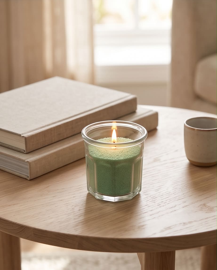 Lyssand Pearl Wax Sage grøn stearinlys med 10 væger, 350 g, fra Diana Lys, komplet sæt med ren stearin og grøn farve
