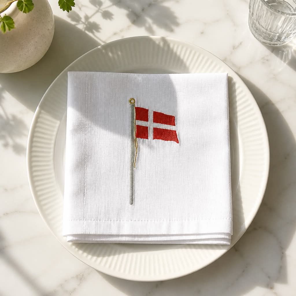 Stofserviet med flagstang - Fødselsdag & fest - 5 pak