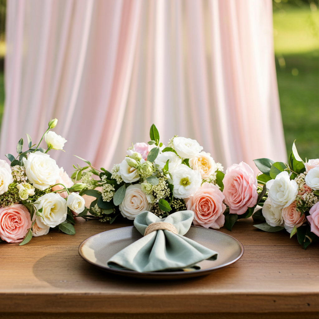 Klassisk Havegrøn Stofserviet – 40x40 cm – Bomuld & Hør - Servietringen