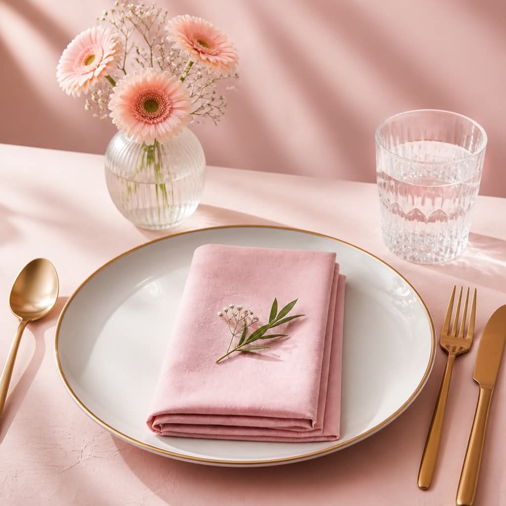 Gammel Rosa Stofserviet 40x40 cm i Bomuld & Hør – Klassisk & Tidløs