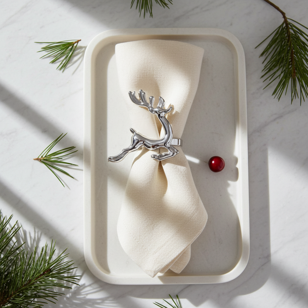 Servietring Rensdyr - Sølv - Servietringen