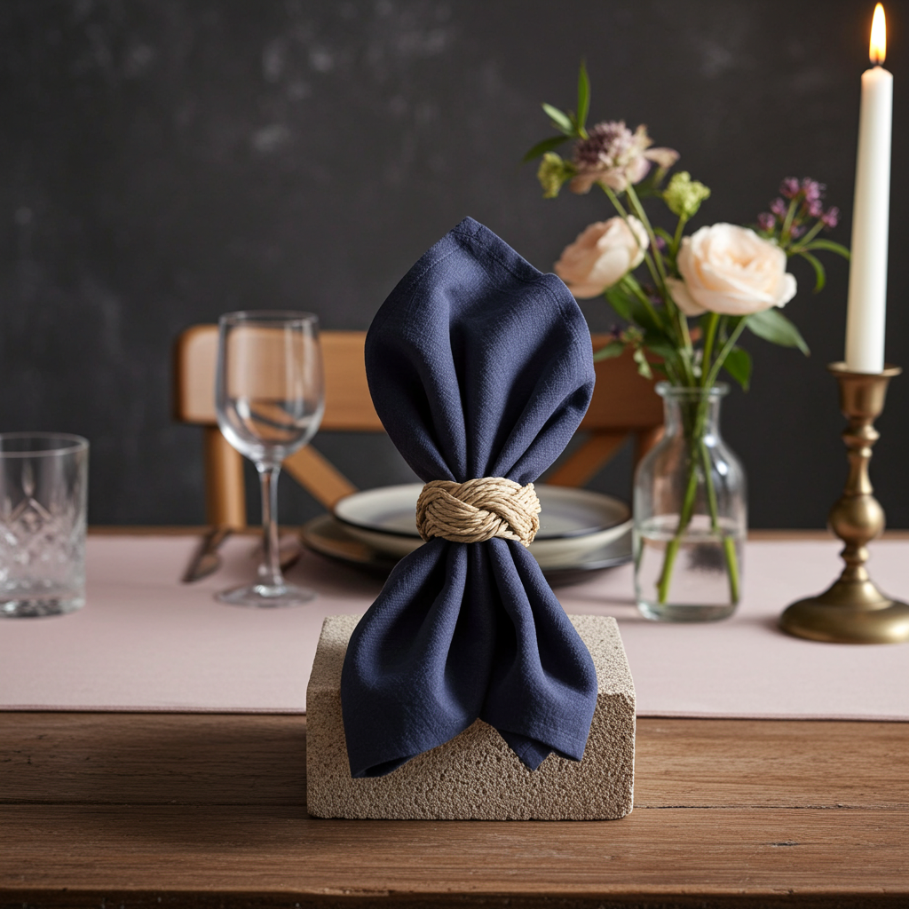 Klassisk Blå Stofserviet i Bomuld og Hør 40x40 cm – Afslappet og Harmonisk - Servietringen