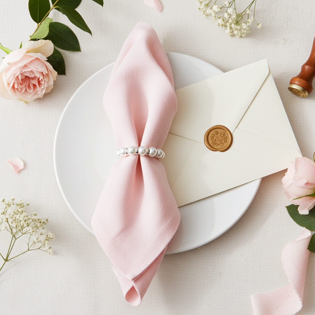 Servietring Perlemor - Hvid-sølv - Servietringen