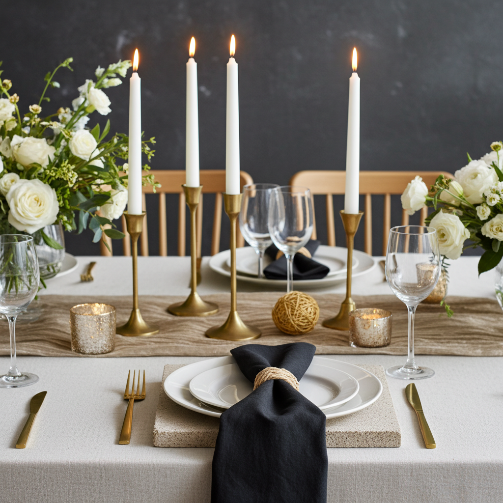 Klassisk Sort Stofserviet i Bomuld og Hør 40x40 cm – Elegant og Tidløs - Servietringen