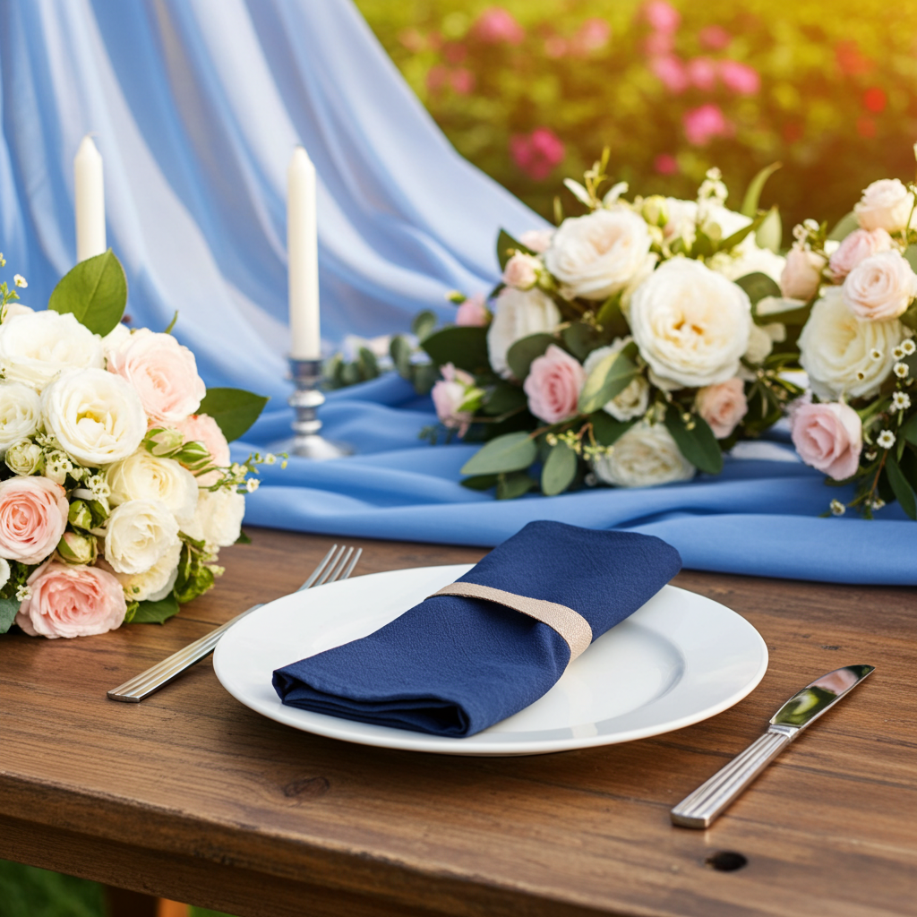 Klassisk Blå Stofserviet i Bomuld og Hør 40x40 cm – Afslappet og Harmonisk - Servietringen