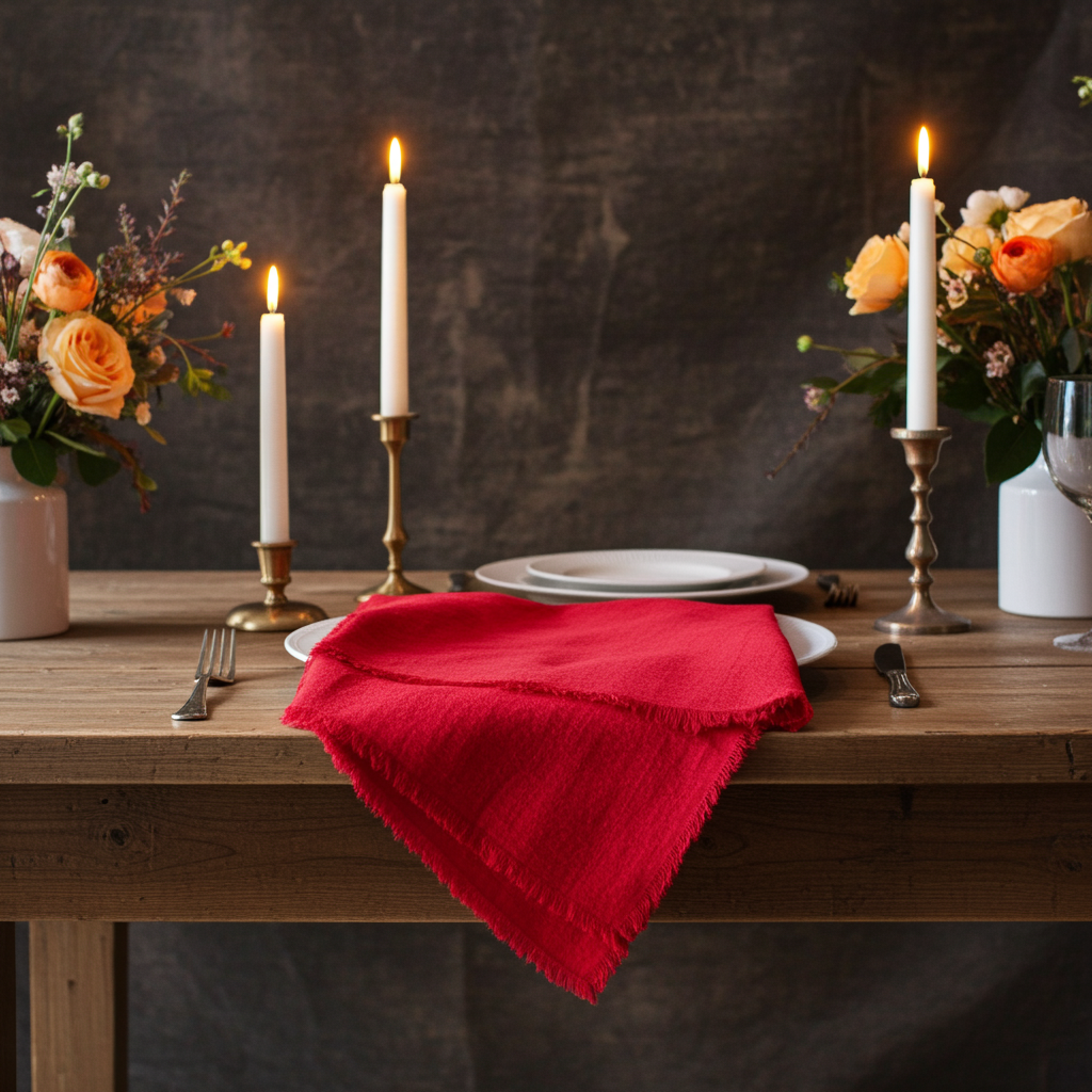 Natura Iin Rød Stofserviet i hør – 40x40 cm - Servietringen