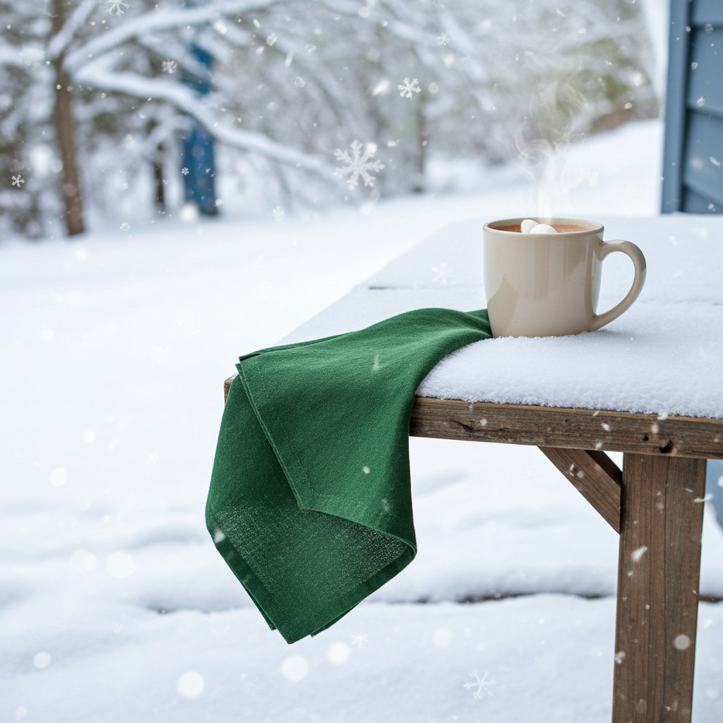 Klassisk Grøn Stofserviet i Bomuld og Hør 40x40 cm – Naturlig og Frisk - Servietringen