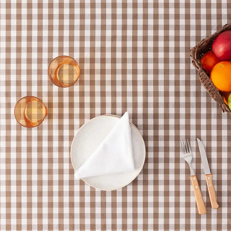 Antipletdug med stoflignende fornemmelse Vichy-tern Bomuld - Sand - Servietringen