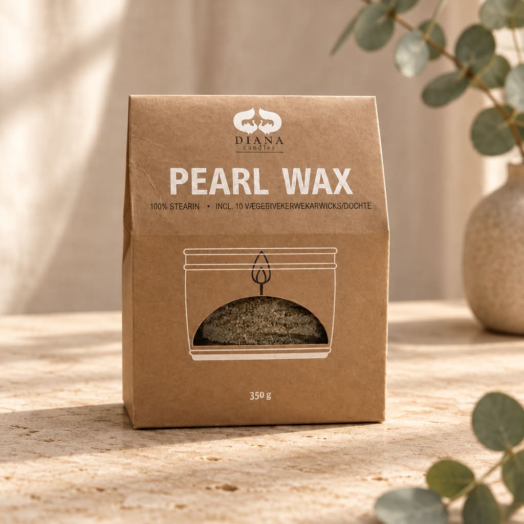 Diana Lys Lyssand Pearl Wax Beach sand stearin med 10 væger, 350 g, ren stearin og dekorativt sand i en lys farve