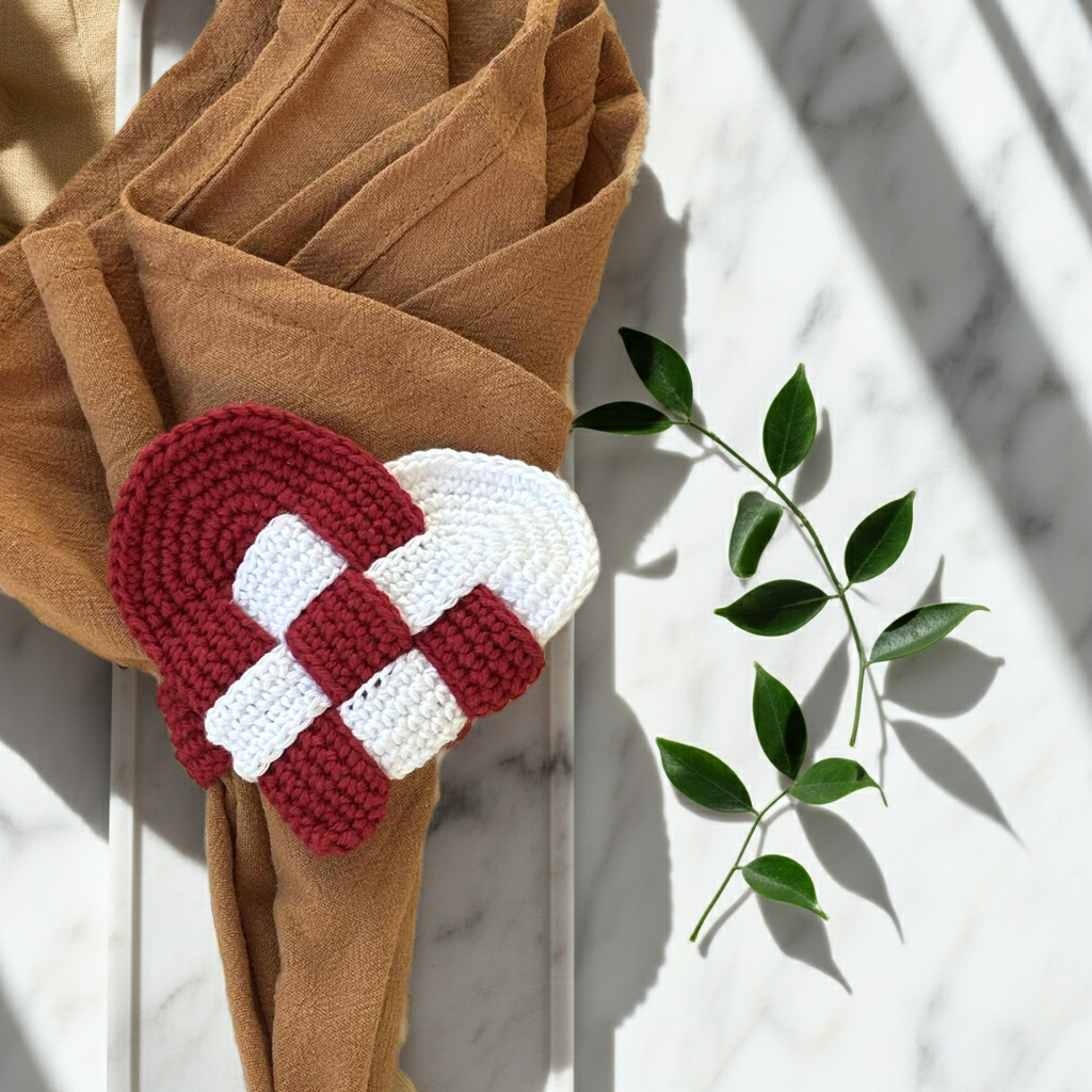 Servietring flettet Julehjerte - Nostalgi - Servietringen