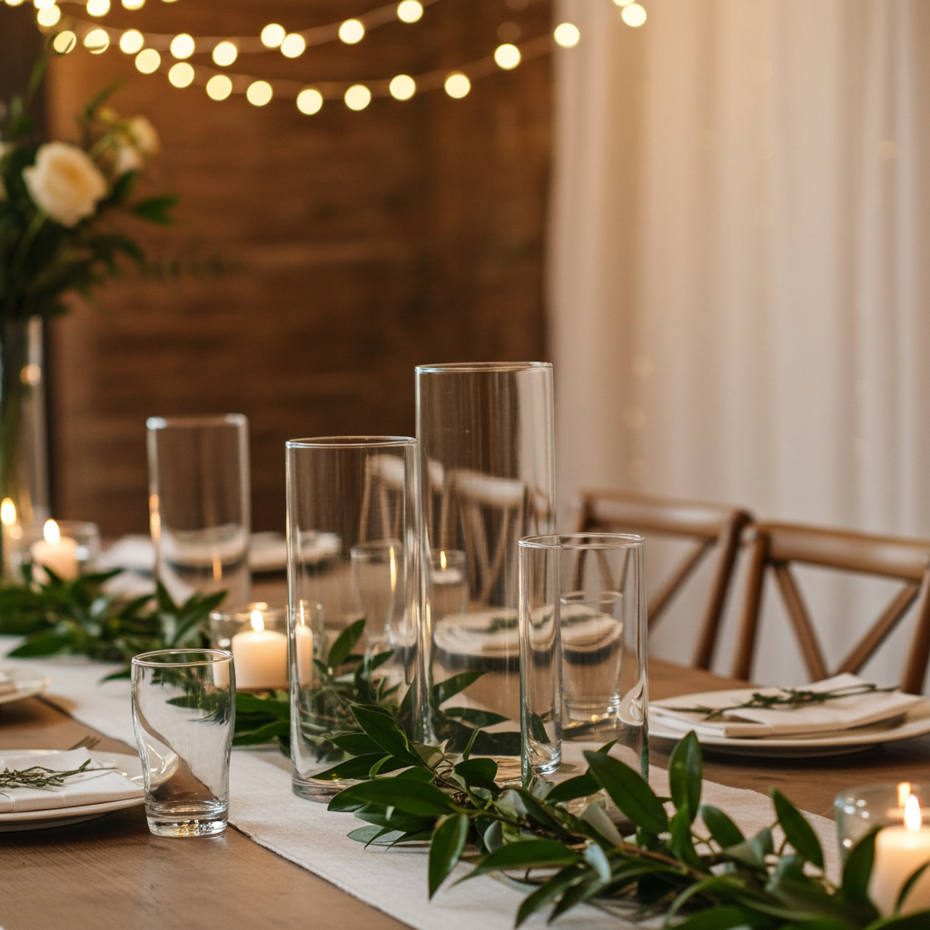 Cylindervase 25 cm i glas Ø8,5 - FORUDBESTILLING er på lager i starten af April - Servietringen