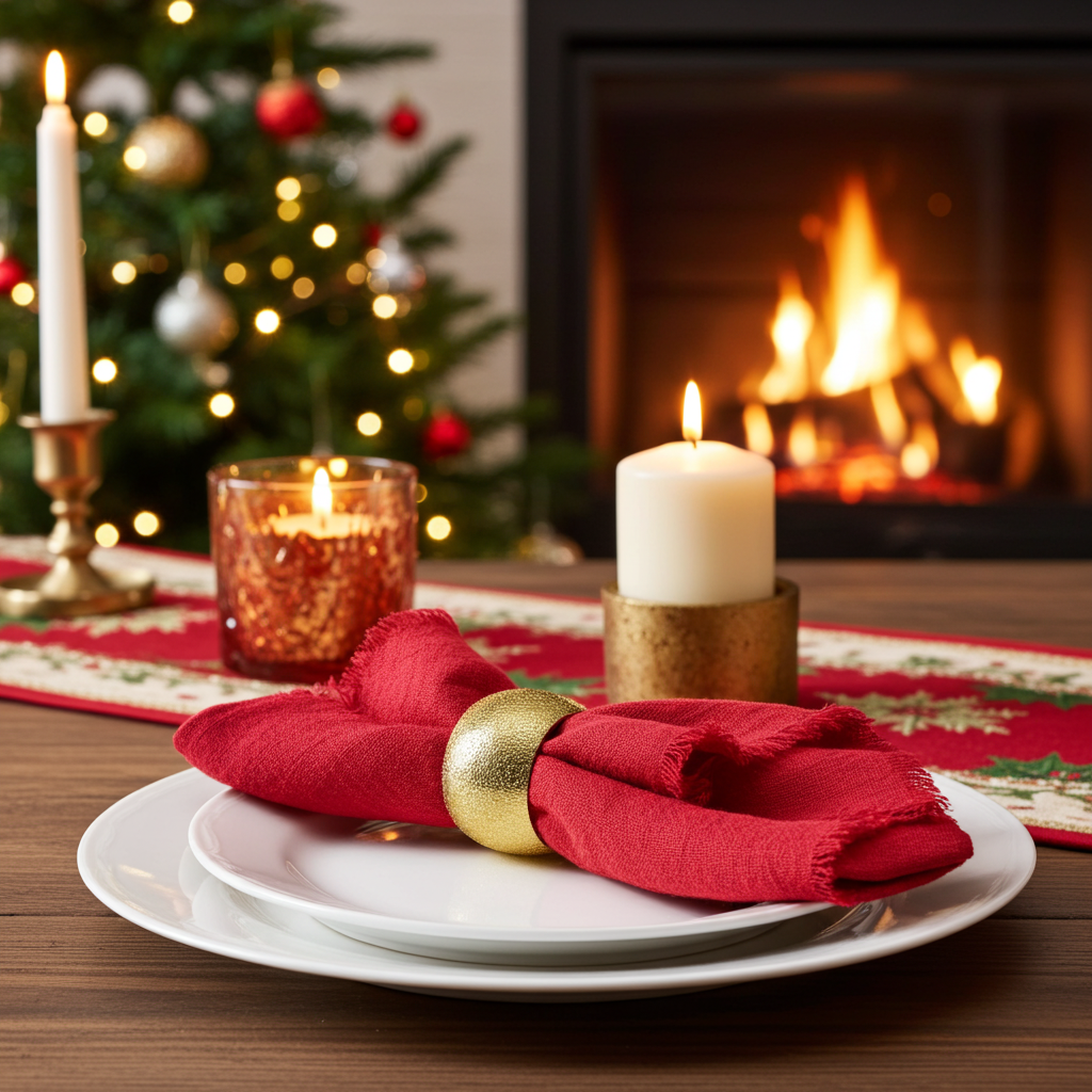 Natura Iin Rød Stofserviet i hør – 40x40 cm - Servietringen