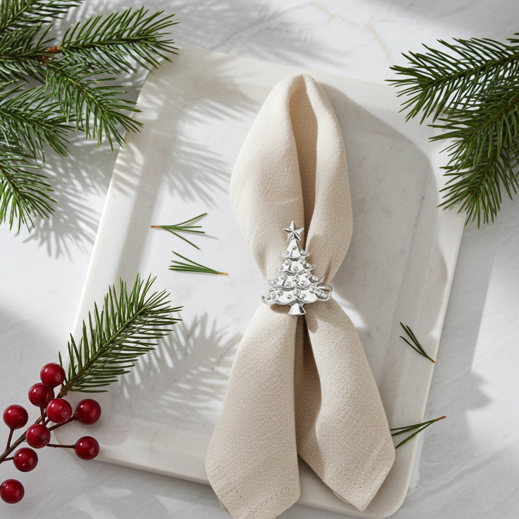 Servietring Juletræ - Sølv - Servietringen