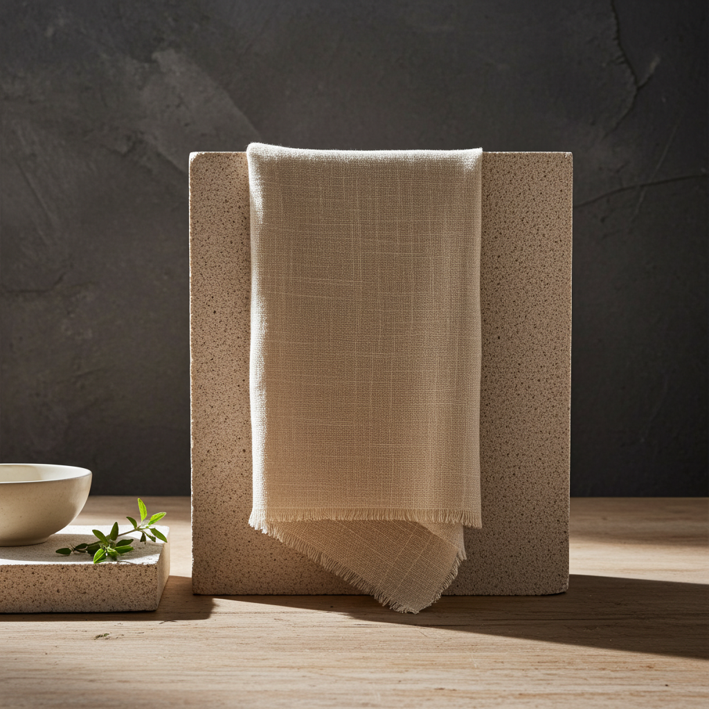 Natura Iin Råhvid Stofserviet i hør – 40x40 cm - Servietringen