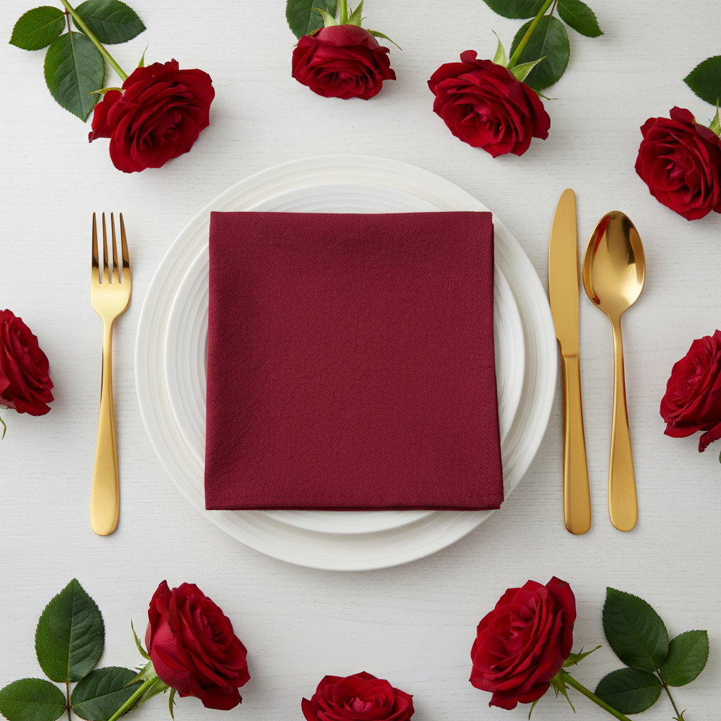 Klassisk Bordeaux Stofserviet i Bomuld og Hør 40x40 cm – Varm og Tidløs - Servietringen