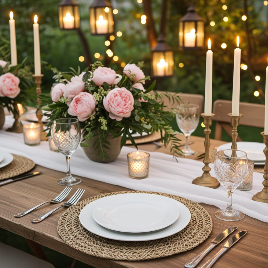 Luksus Dækkeserviet Luna – rolig, naturlig elegance til bordet - Servietringen