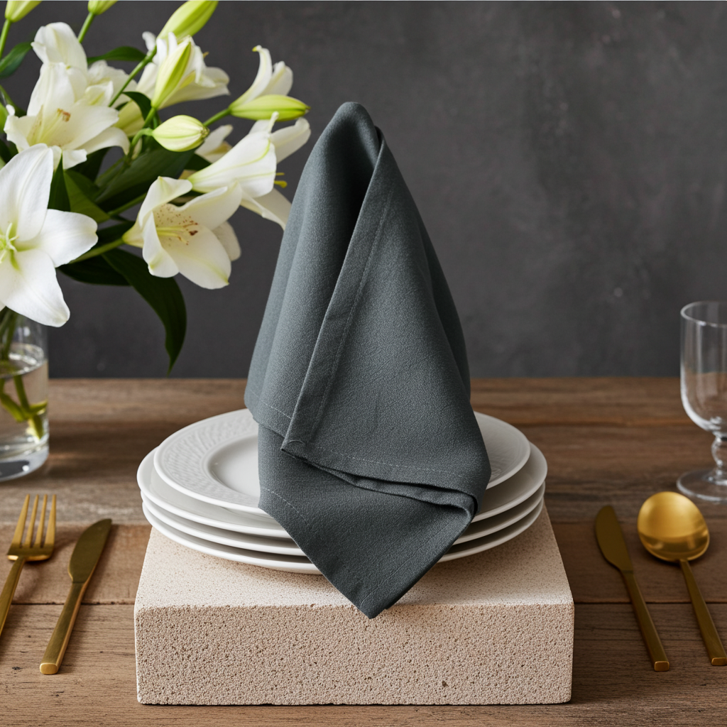 Klassisk Støvblå Stofserviet i Bomuld og Hør 40x40 cm – Moderne og klassisk - Servietringen