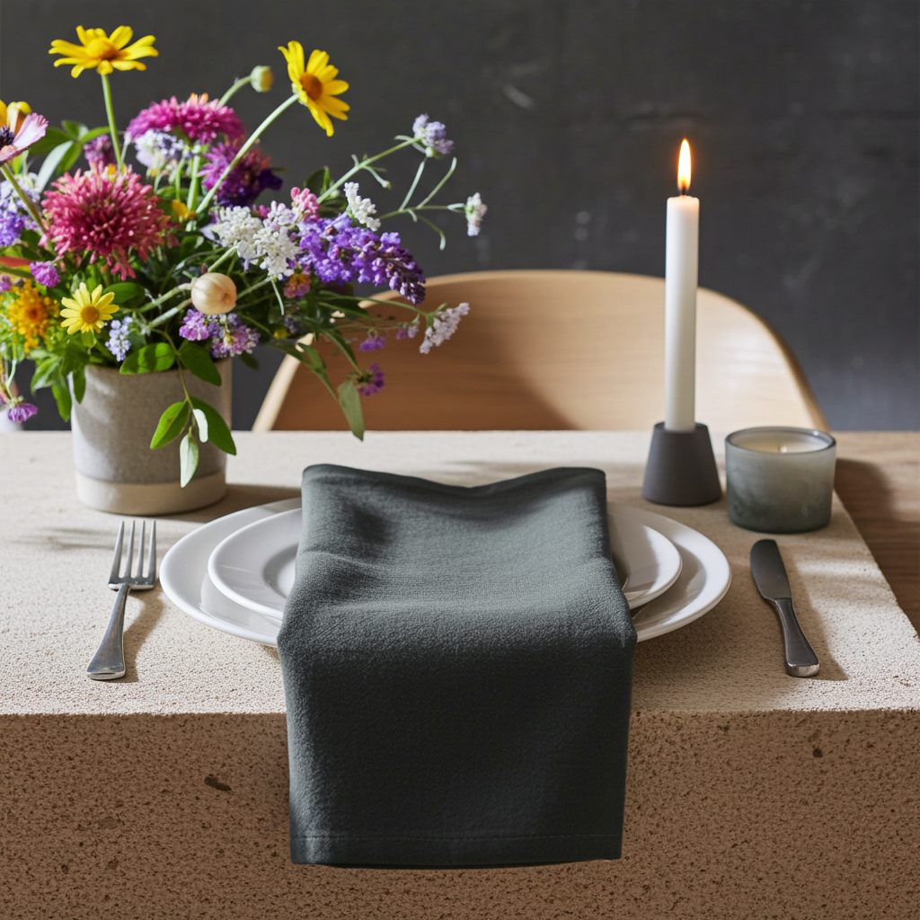 Klassisk Støvblå Stofserviet i Bomuld og Hør 40x40 cm – Moderne og klassisk - Servietringen