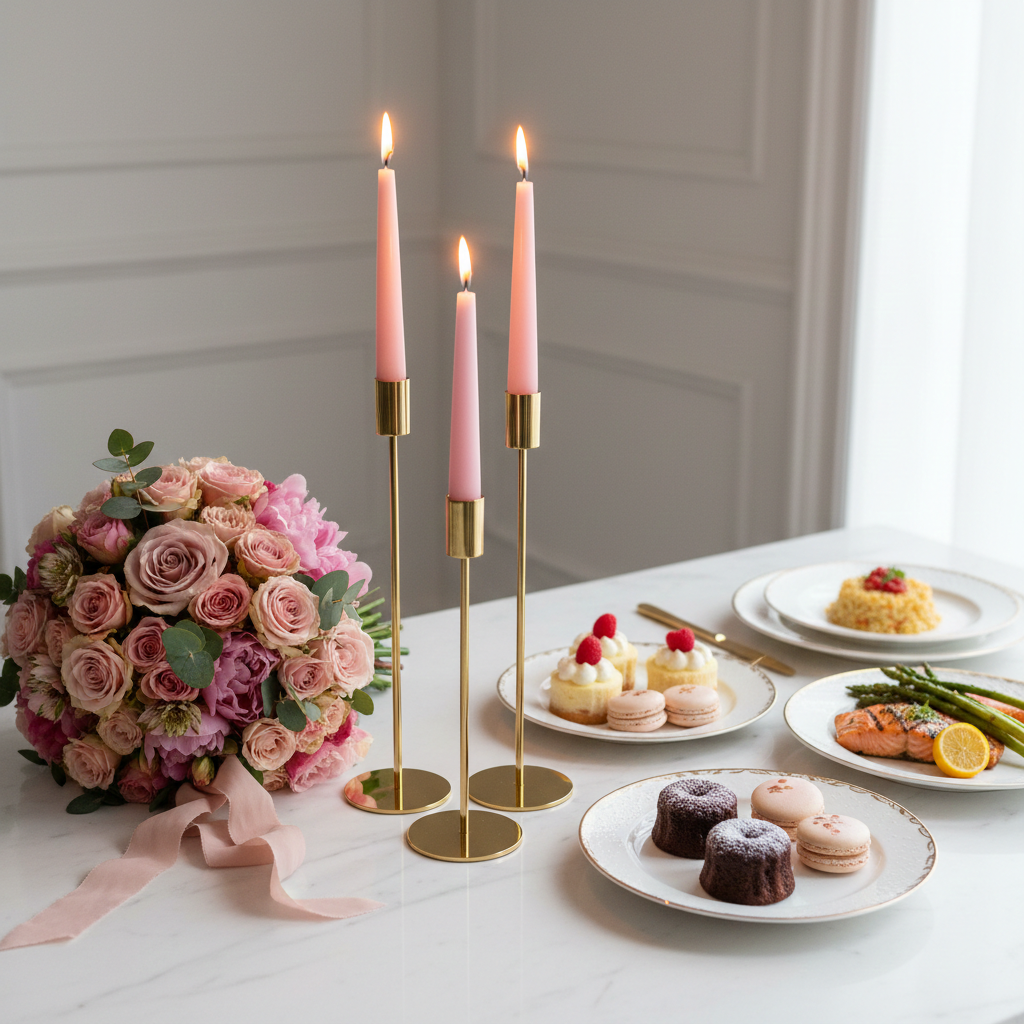 Sæt af 3 Metal Lysestager  i Guld –  Stilfuld Elegance til Hjemmet - Servietringen