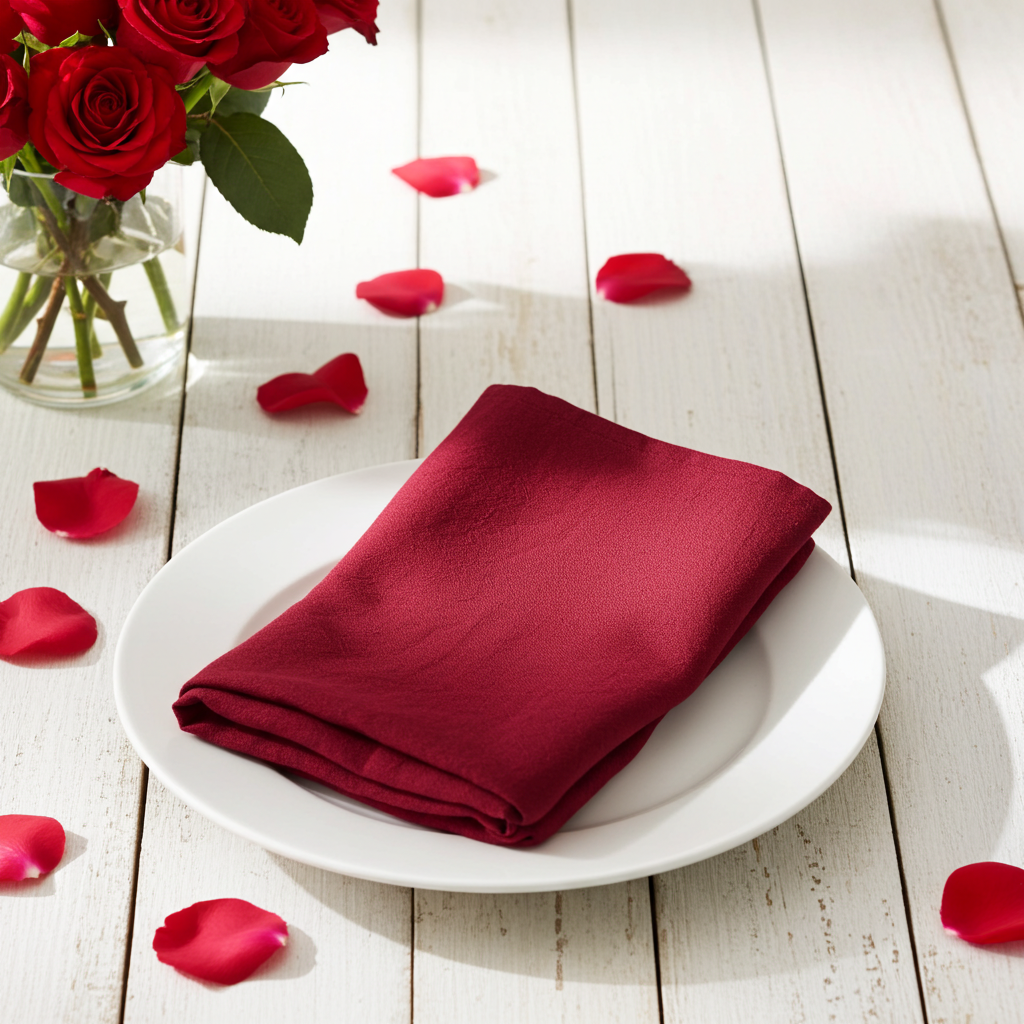 Klassisk Bordeaux Stofserviet i Bomuld og Hør 40x40 cm – Varm og Tidløs - Servietringen