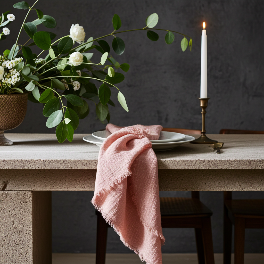 Natura Iin Rosa Stofserviet i hør – 40x40 cm - Servietringen