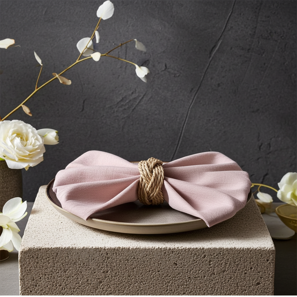 Klassisk Sand-Rosa Stofserviet i Bomuld og Hør 40x40 cm – Blød og Elegant - Servietringen